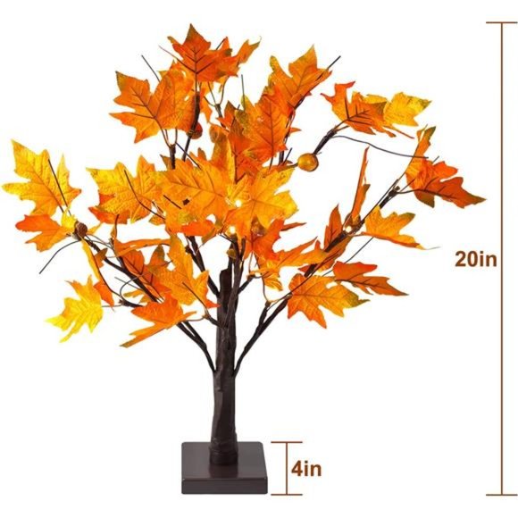 24-inch Fall Lighted Maple Tree with Acorns, 24 LED Lights, Battery Operated - Picture 7 of 7